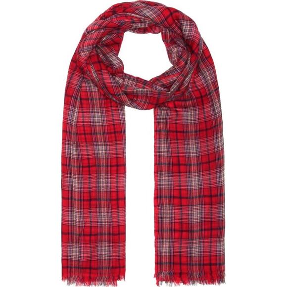 Isabel Marant Red Plaid Wool Scarf New - Picture 1 of 4